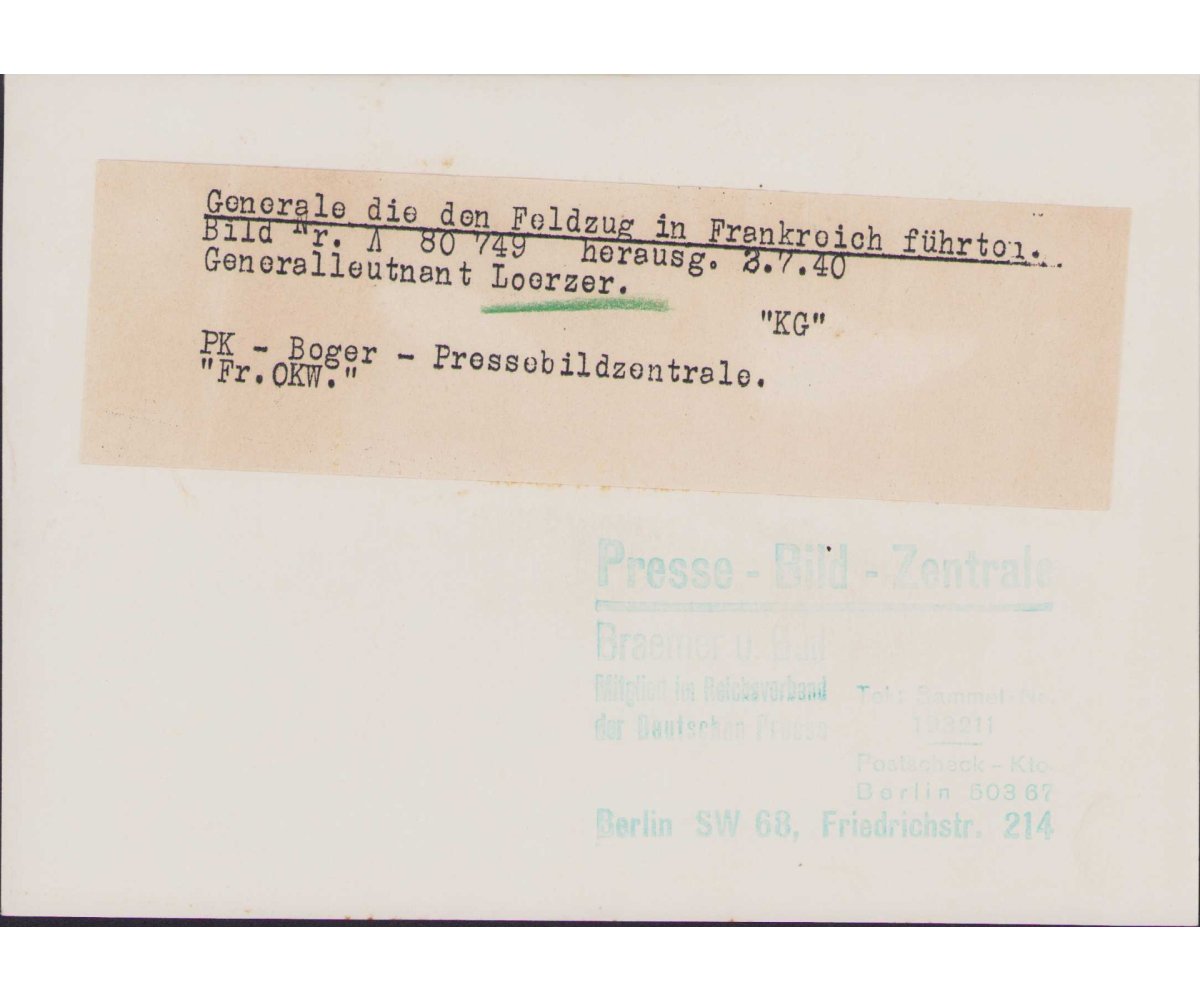 Ritterkreuzträger General Loerzer Press Photo — image 2