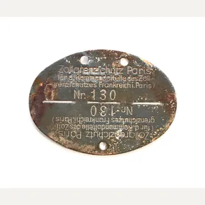 Zollgrenzschütz Paris Erkennungsmarke