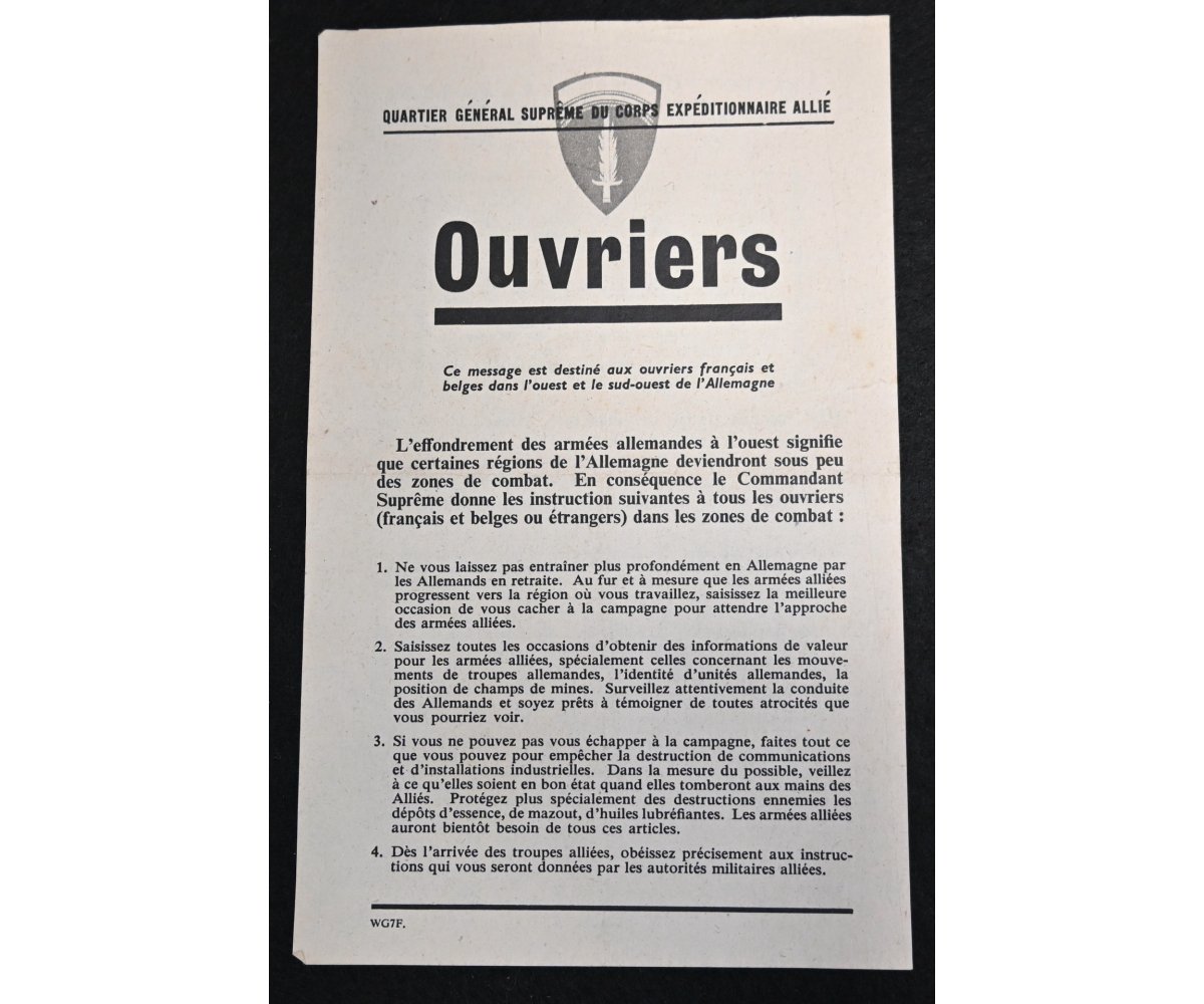 Allied 'Alert/Warning To The French Workers' Flyer — image 2