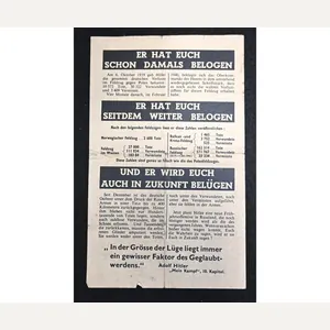 Allied Propaganda 'Er Hat Euch Schon Damals Belogen' Flyer