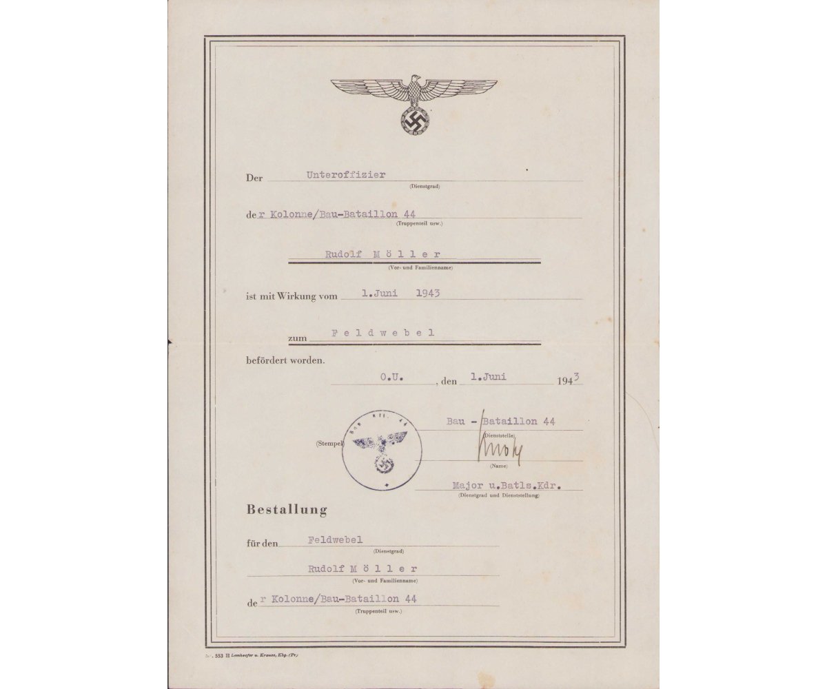 Kol./Bau-Btl.44 Award Document Grouping — image 6