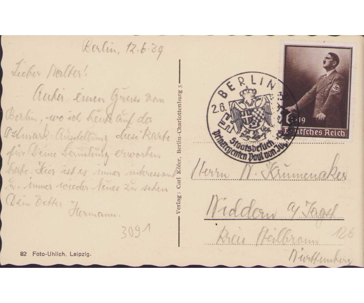 A.Hitler Propaganda Postcard — image 2