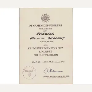 Sich.Btl.664 KVK1 Award Document