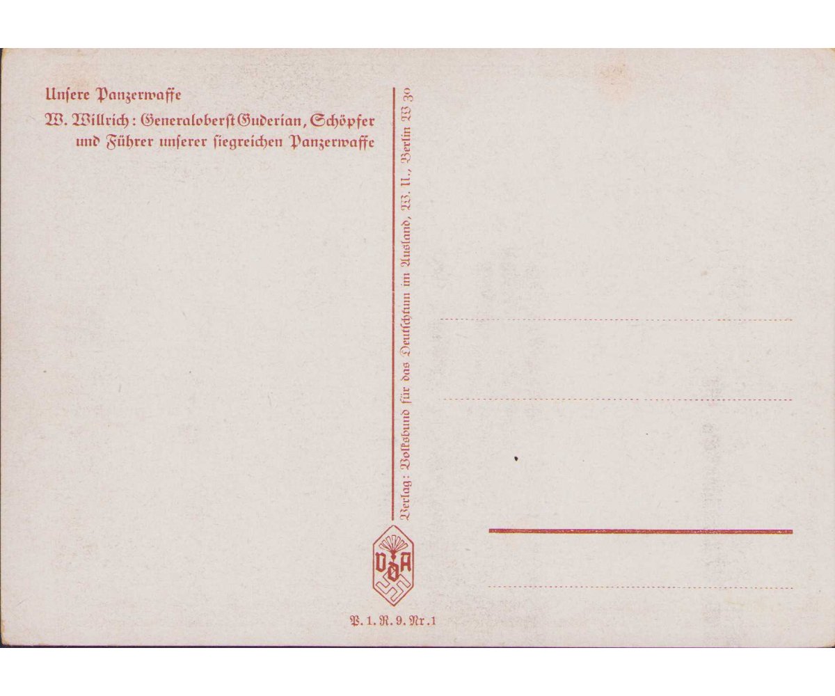W.Willrich 'Generaloberst Guderian' Postcard — image 2
