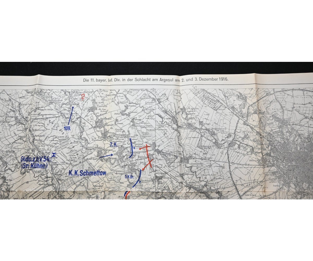 Large WW1 'Slacht am Argesul Dec.1916' Map — image 2