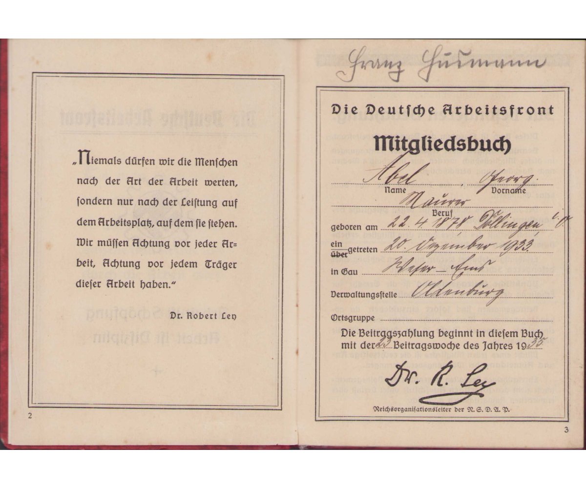 DAF Mitgliedsbuch 1935/1945 — image 2