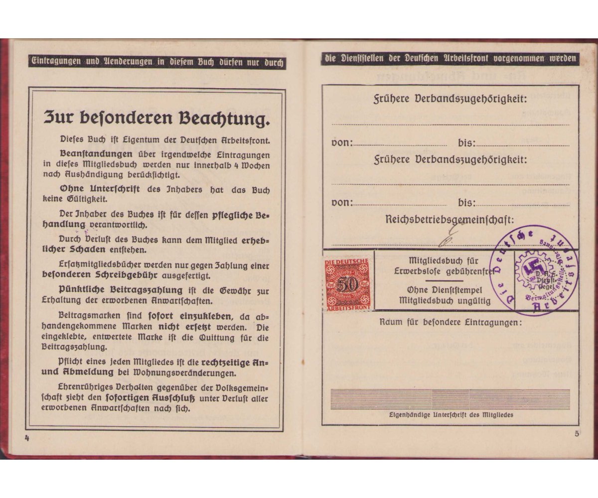 DAF Mitgliedsbuch 1935/1945 — image 3
