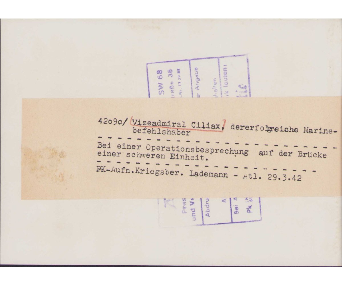Vizeadmiral Ciliax Press Photo 1942 — image 2