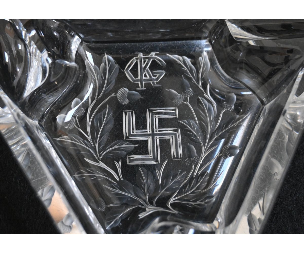 Early Patriotic Glass Swastika Ashtray — image 2