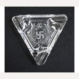 Early Patriotic Glass Swastika Ashtray