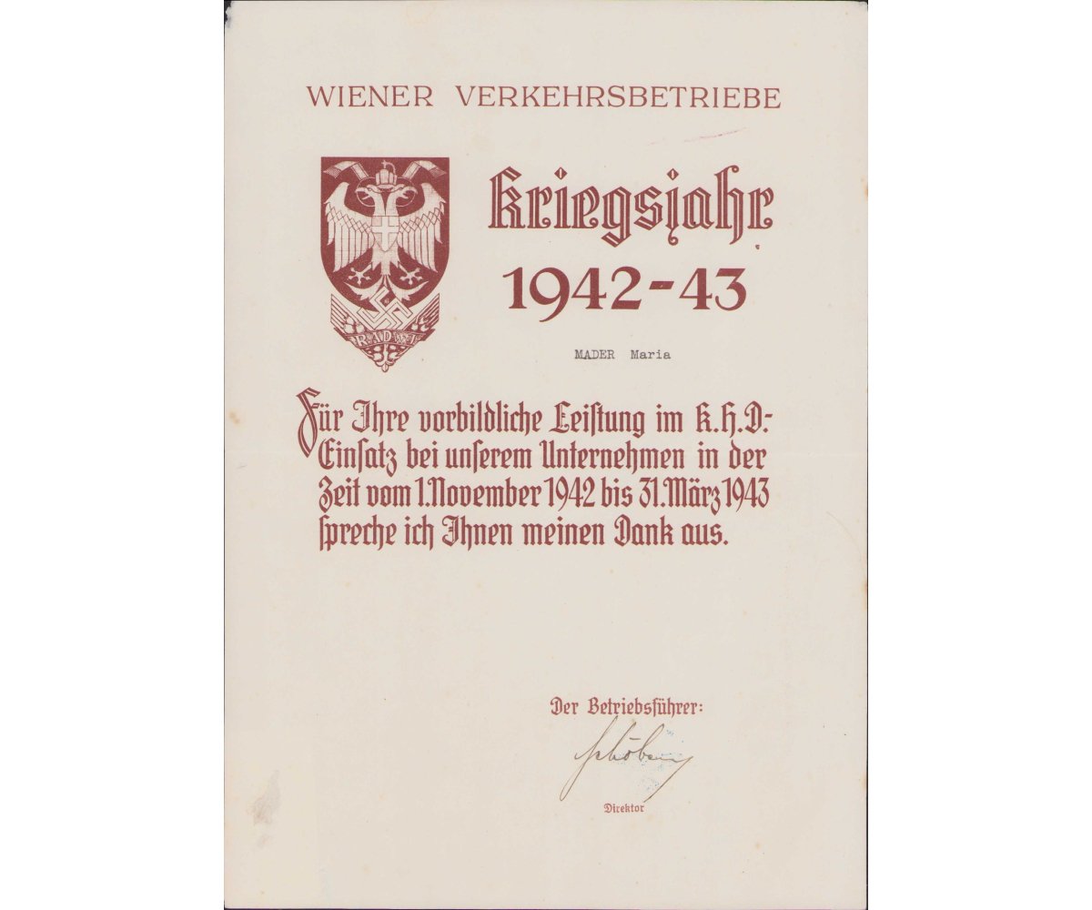 Wiener Verkehrsbetiebe Award Document Set (RADwJ) — image 2