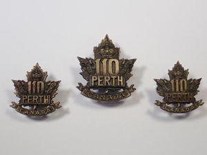 110th (Stratford) Infantry Battalion CEF Cap and Collar Badges Set.