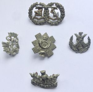 A Group of Mixed 5 Scottish Collar Badges - White …