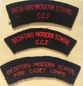 FIRE CADETS CLOTH SHOULDER TITLES 2 BEDFORD CCF & 1