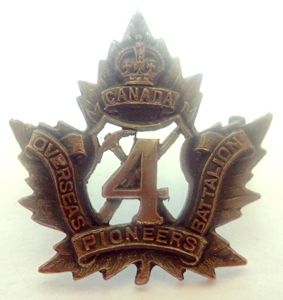 4th Pioneerss Battalion CEF WW1 Collar Badge.
