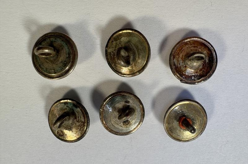 6 Silver Georgian Closed-back Coatee Buttons - 'GY' — image 2