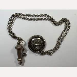 Cross Belt Whistle & Chain, Silver-plated