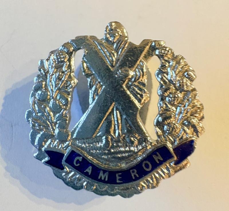 Cameron Highlanders Chrome & Enamel Lapel Badge