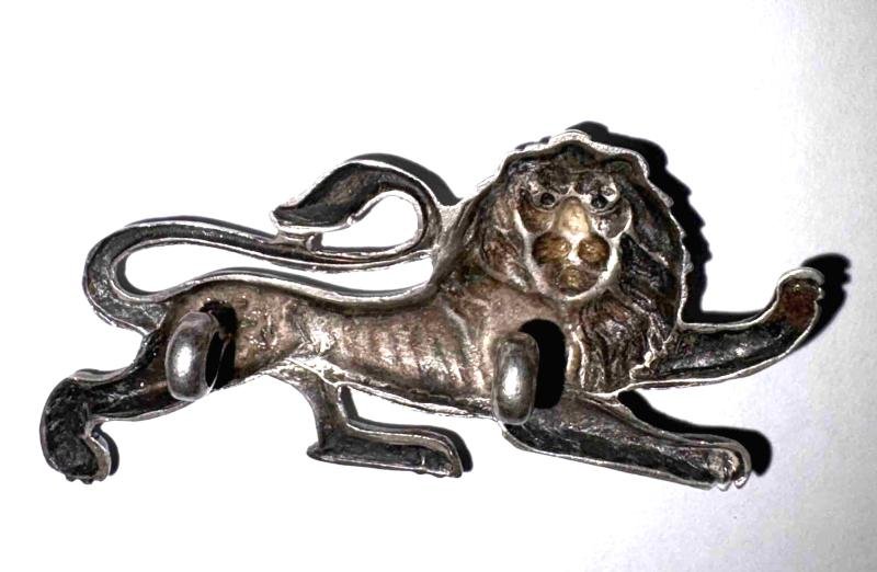 Scarce: The King's Own Officer's Collar Badge. Silver with Silver lugs. — image 2