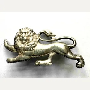 Scarce: The King's Own Officer's Collar Badge. Silver with Silver …