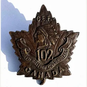 Canadian Collar/Small Cap Badge. CEF. 102 North B.C.