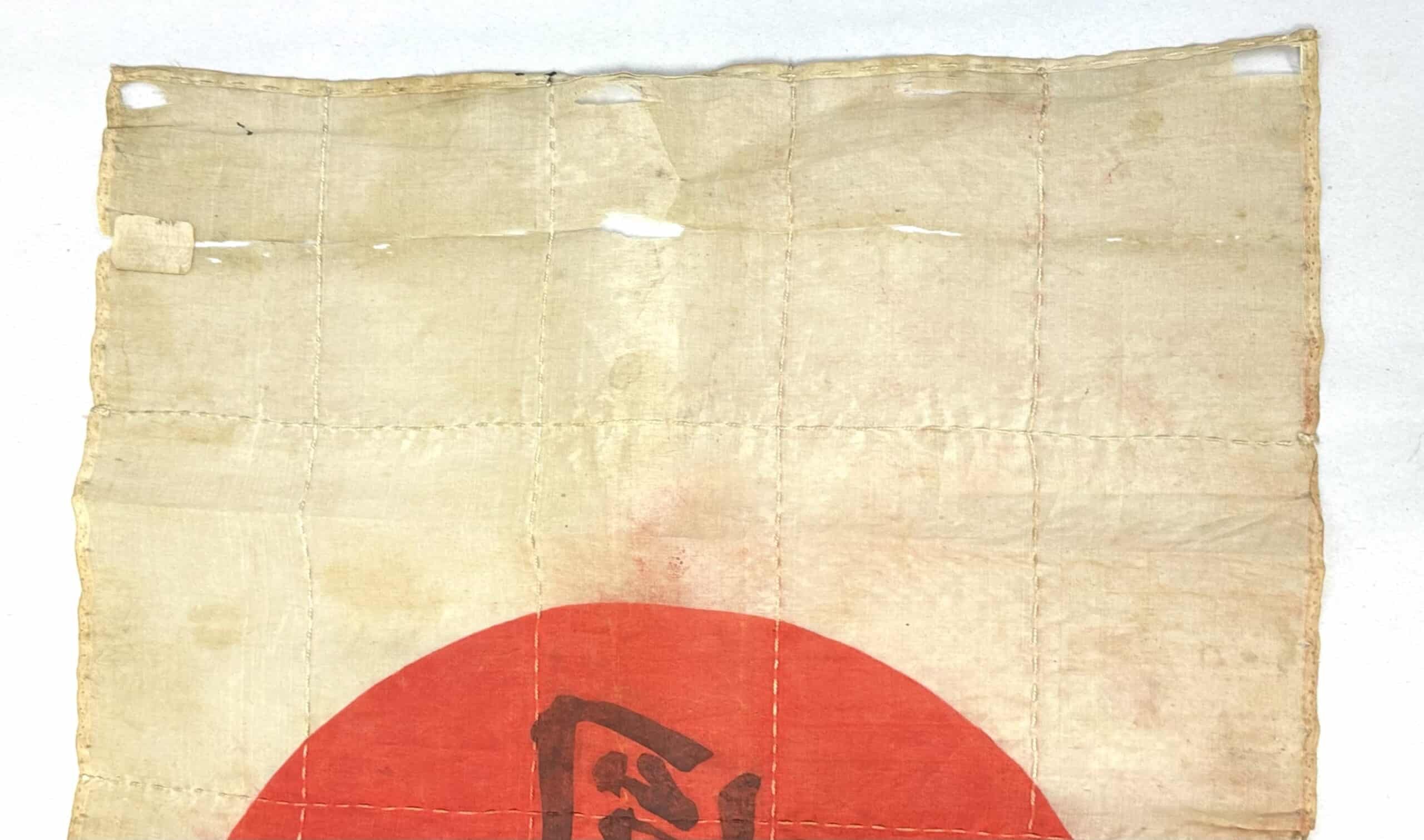 WW2 Japanese Handmade Silk Banzai Flag Kanji Circle of Good Fortune — image 6