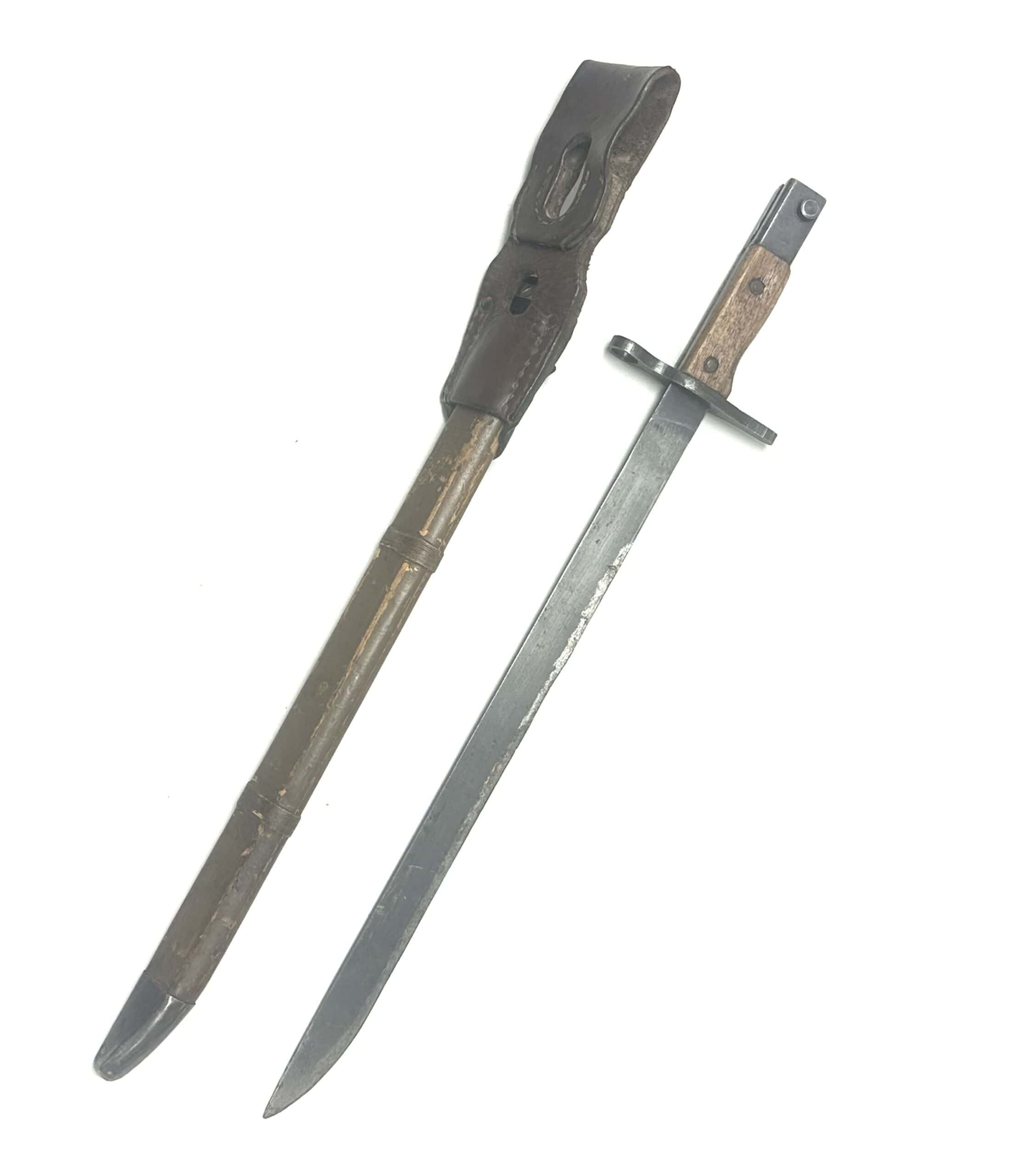 WW2 Japanese Type 30 Last Ditch Type 30 Bayonet Toyoda Automatic Loomworks with Leather Frog — image 6