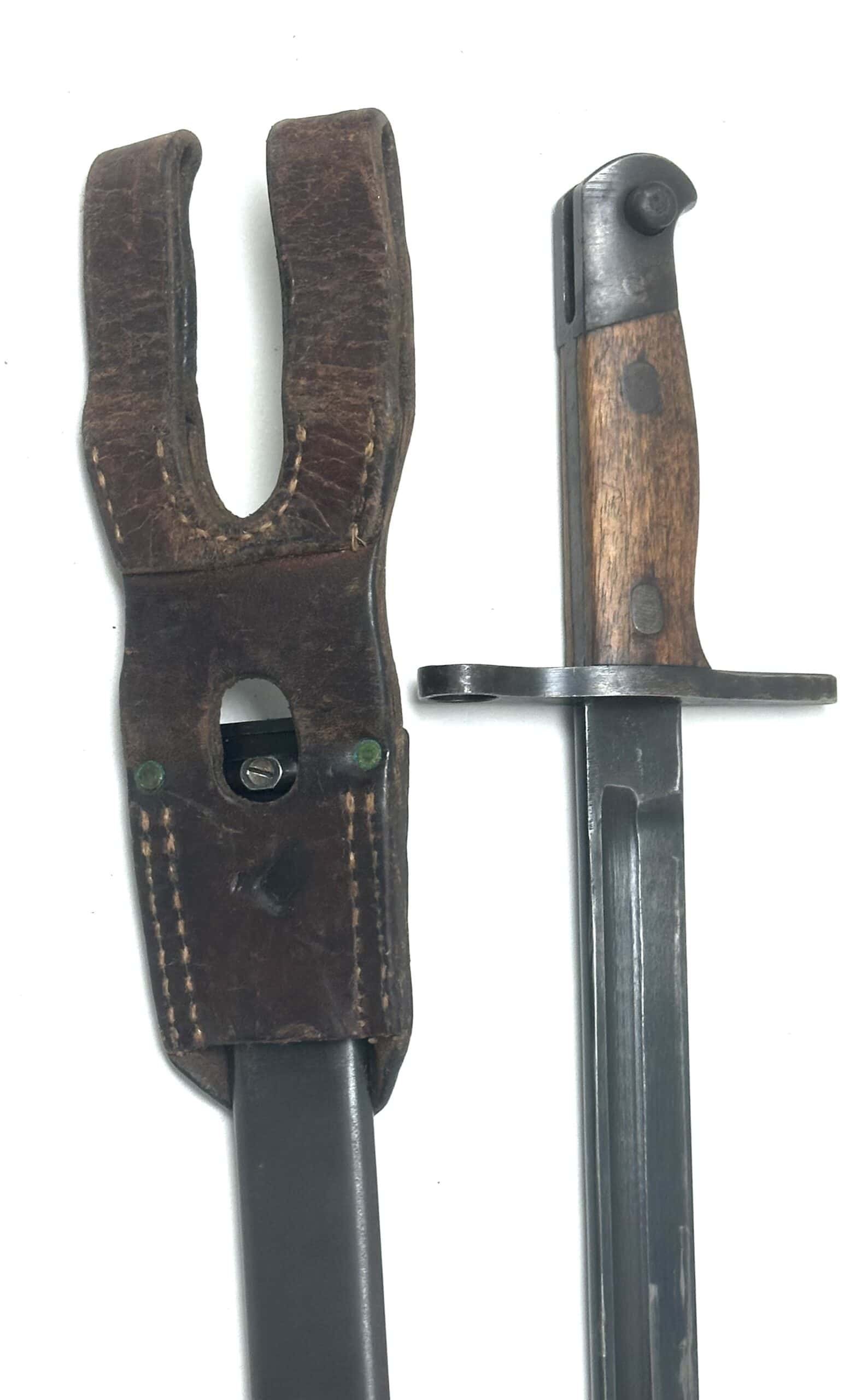 WW2 Japanese Type 30 Straight Guard Bayonet Toyoda Automatic Loomworks With Leather Frog — image 8