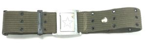 North Vietnamese Army OD Grommeted Wide Belt with Interlocking Star …