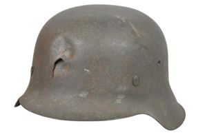 WW2 German Battle Damaged M42 Army/Waffen SS Helmet