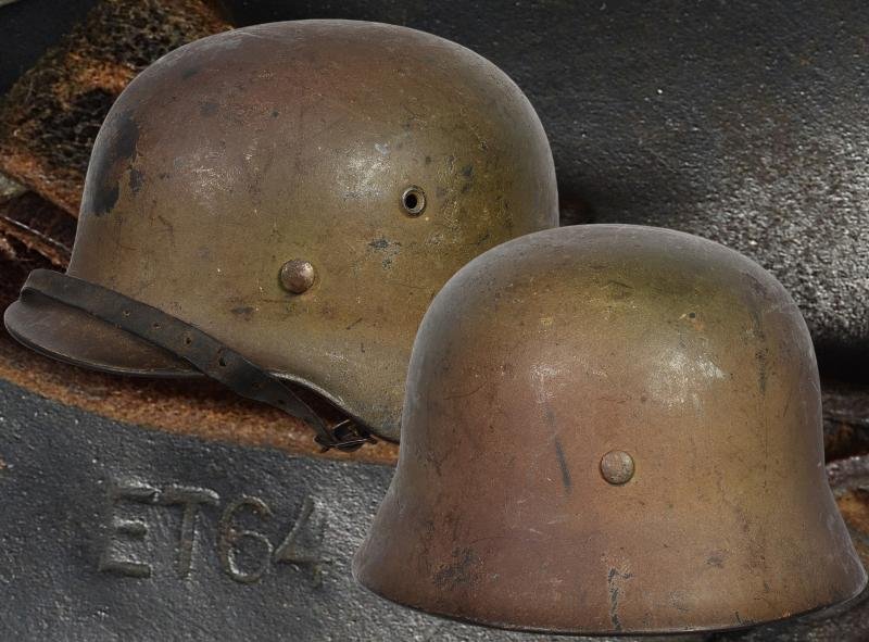 WW2 German Luftwaffe M40 Three Tone Normandy Camouflage Helmet . — image 14