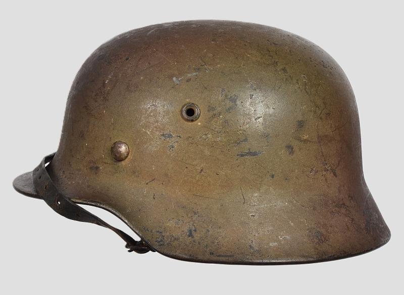 WW2 German Luftwaffe M40 Three Tone Normandy Camouflage Helmet . — image 2