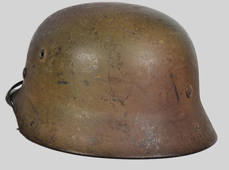 WW2 German Luftwaffe M40 Three Tone Normandy Camouflage Helmet . — image 3