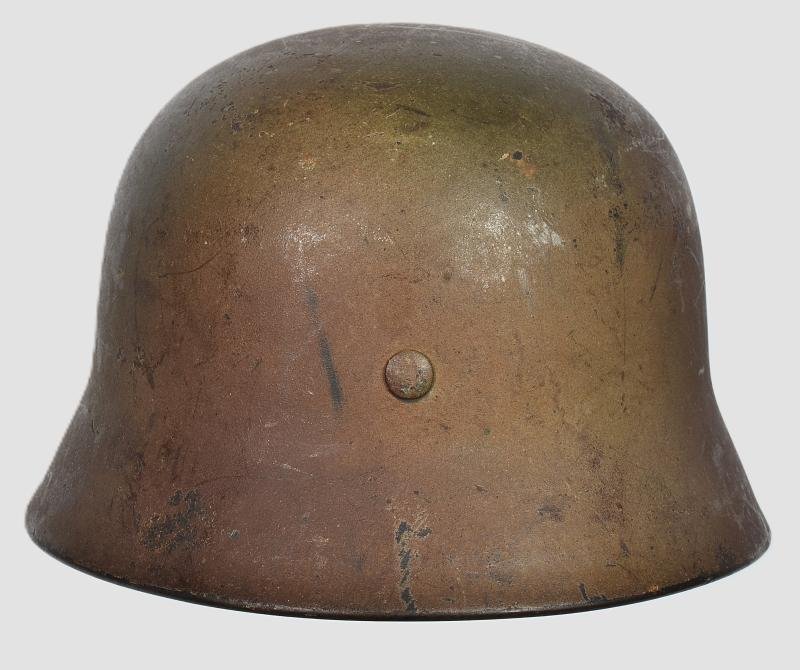 WW2 German Luftwaffe M40 Three Tone Normandy Camouflage Helmet . — image 4