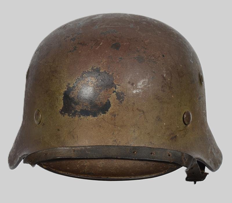 WW2 German Luftwaffe M40 Three Tone Normandy Camouflage Helmet . — image 5