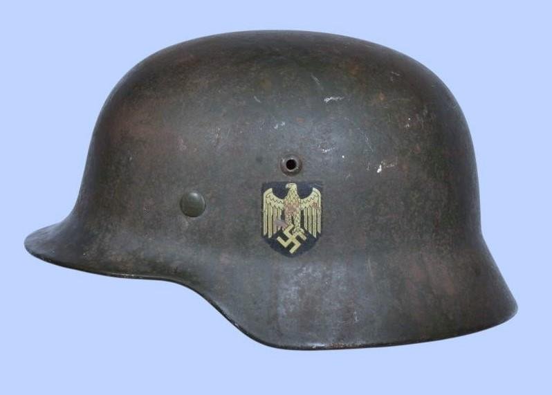 WW2 German M35 Army Double Decal Combat Helmet - Hauptmann Named — image 2