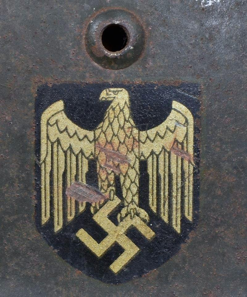 WW2 German M35 Army Double Decal Combat Helmet - Hauptmann Named — image 3