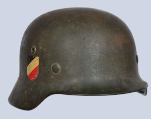 WW2 German M35 Army Double Decal Combat Helmet - Hauptmann …