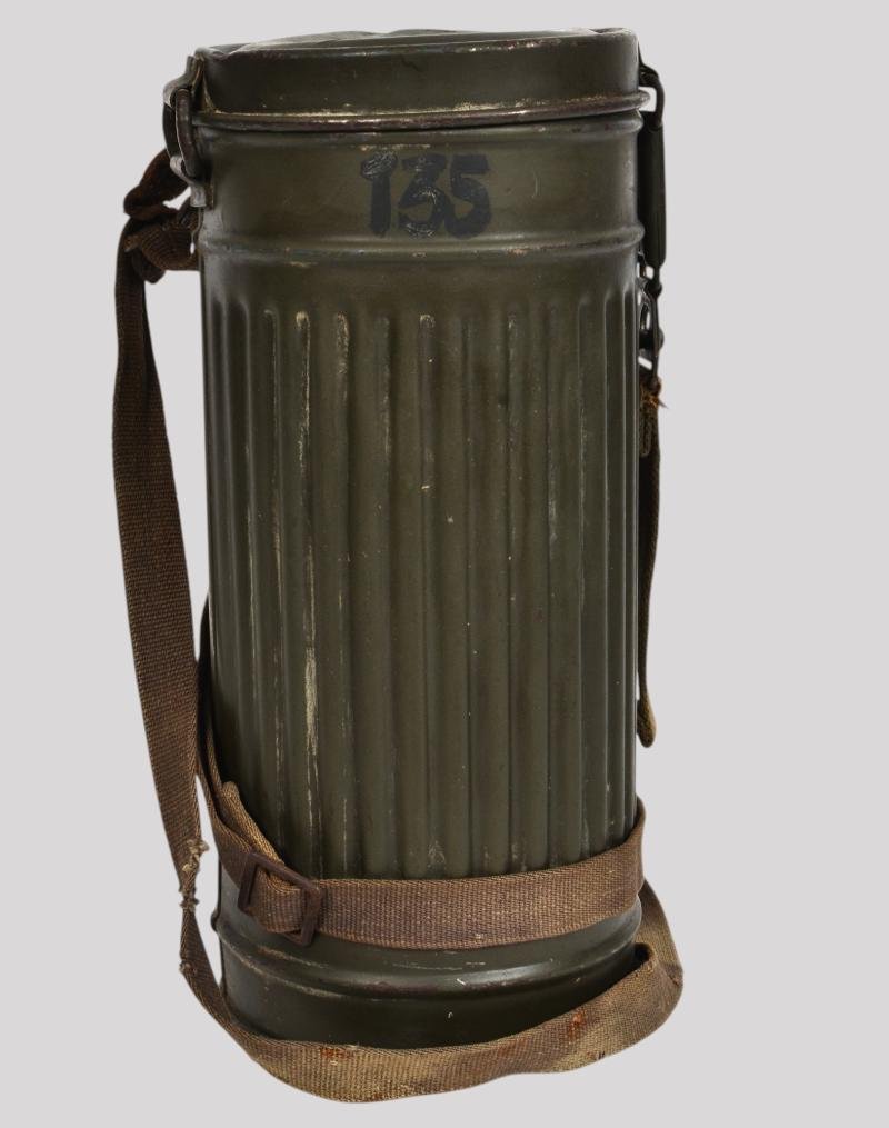 WW2 German Matching Numbers Gas Mask Set with June 1944 Dated Filter — image 4