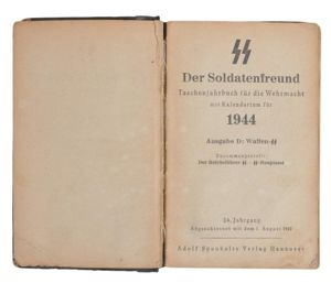 WW2 German 'Soldatenfreund' Waffen SS Diary 1944