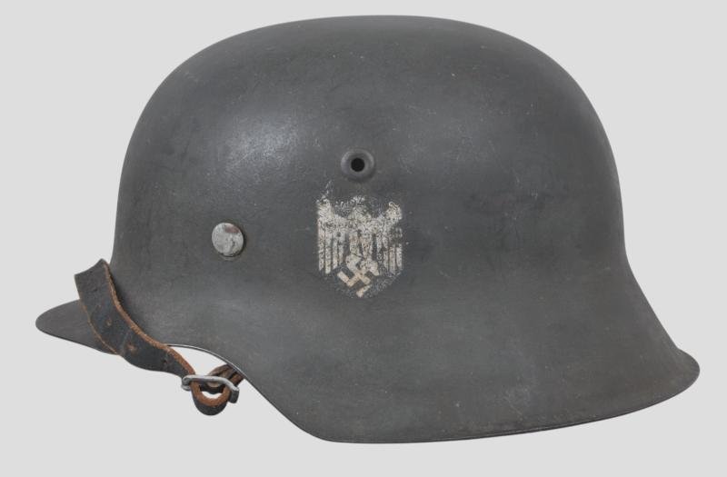 WW2 German 'Named' Army Single Decal M42 Helmet With Shrapnel Strike To Lip — image 3