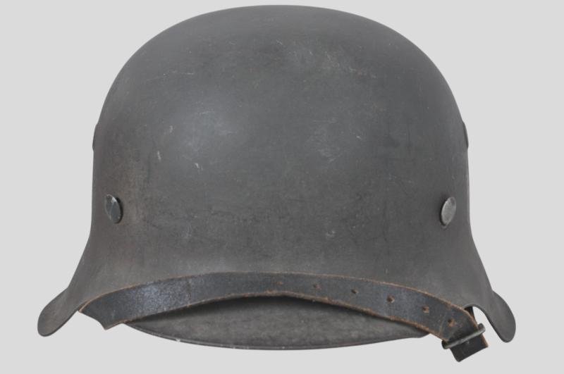 WW2 German 'Named' Army Single Decal M42 Helmet With Shrapnel Strike To Lip — image 5