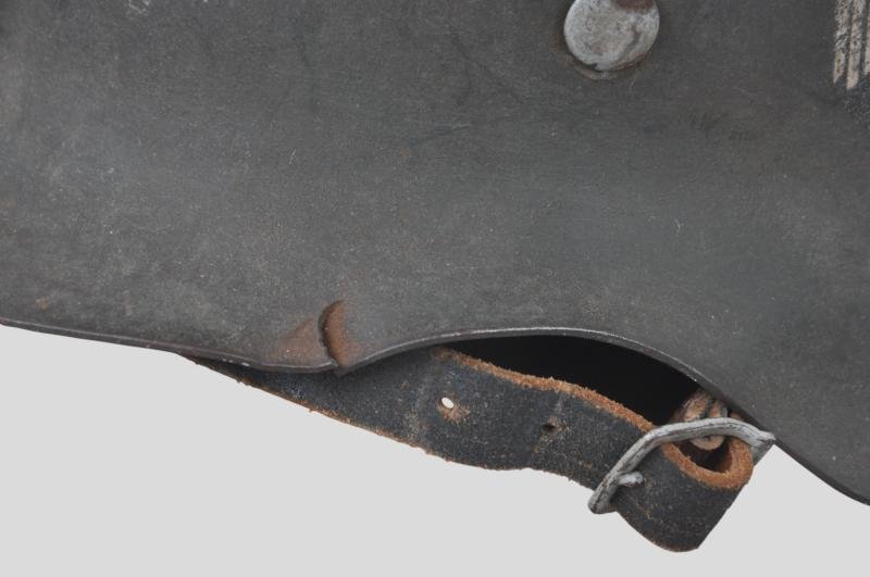 WW2 German 'Named' Army Single Decal M42 Helmet With Shrapnel Strike To Lip — image 8