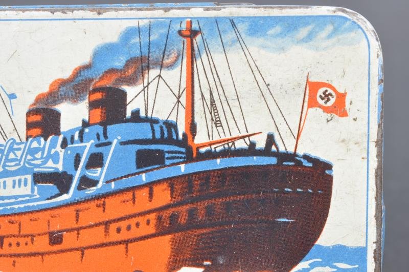 WW2 German Kriegsmarine Depiction Cigarette Tin With Naval Swastika Flag Motif — image 2