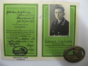 Carte de membre et insigne du DLRG