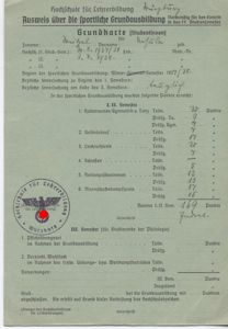 Carte de relevé d'épreuves sportives d'une étudiante institutrice