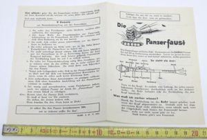 German Wehrmacht Instructions Leaflet For Die Panzerfaust Dated 02. 1945.
