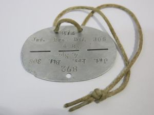 German Wehrmacht ID Tag 872 Jnf. Ers. Btl. 306 4. …