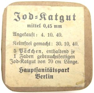 German Wehrmacht Jod-Katgut mittle 0,45 mm Hauptsanittspark Berlin 1940 Unopened …