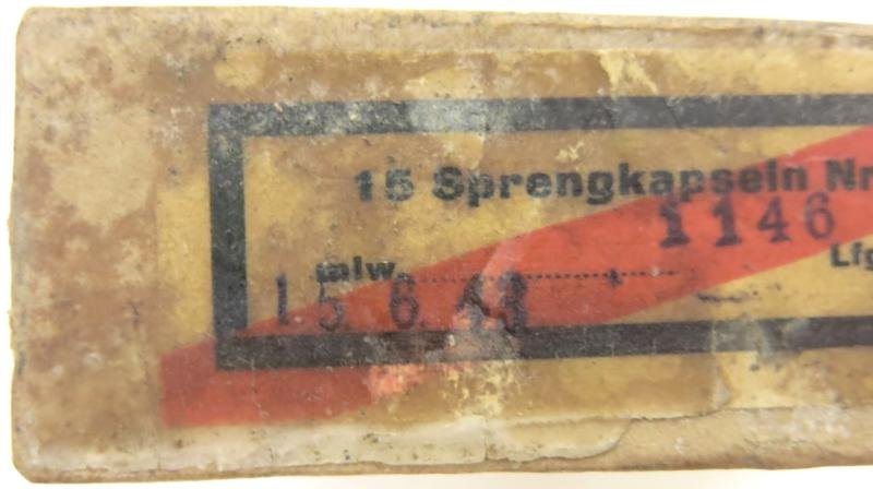 German Wehrmacht Sprengkapseln Nr. 8 Full Box 15. 6. 1943 Dated, Inert. — image 2